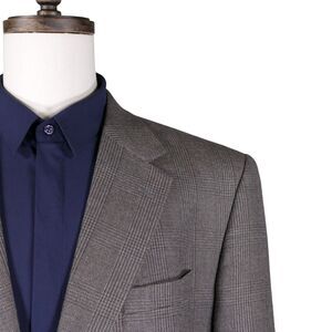 Jos A Bank Sport Coat Blazer 48R Brown Plaid Silk Wool 2 Button